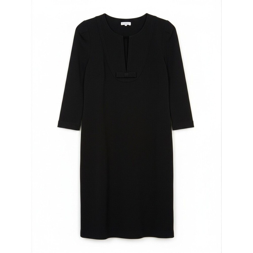Claudie Pierlot Ringo Black Bow Keyhole Shift Dress Size 40 US 8 French Chic